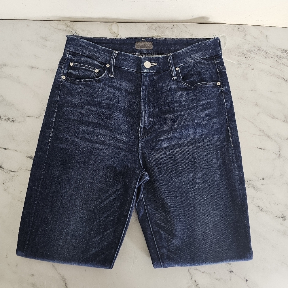 MOTHER High Waisted Looker Ankle Fray‎ High Rise Skinny Blue Jeans 27 Preowned - Picture 5 of 10